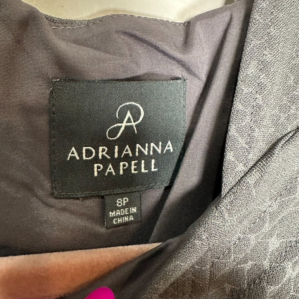 Adrianna Papell Grey Sheath Dress Size 8P Snake Skin Party Event Work Office - Picture 5 of 9